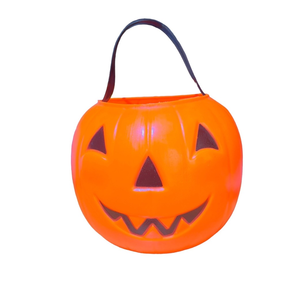 VTG 1980 Empire Blow Mold Halloween Jack O Lantern Pumpkin Candy Bucket Pail USA